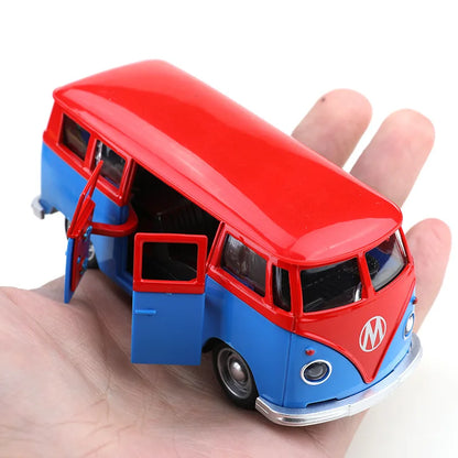 1:38 Alloy BUS Model Boy Toys 11cm Metal Mini City Travel BUS Model Pull-back Diecasts Car Model Collection Gifts (bagged)