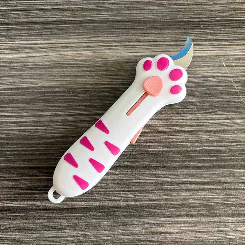 Retractable Cute Cat Paw Multi-Function Utility Knife, Portable and Safe Unboxing Tool, Office and Home Paper Cutting Gadget ﻿
