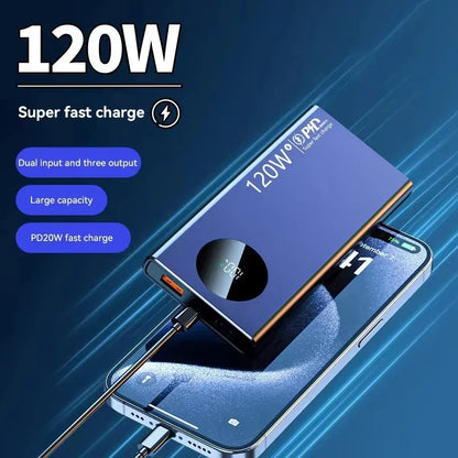 2027 Lenovo HOT CCC 500000mAh PowerBank 120W Super Fast Charging PD20W LED Digital Display Battery Suuply For iPhone17  Xiaomi