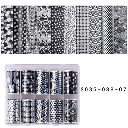 10 Patterns New Metal Nail Foils for Transfer Paper Stickers Floral Chameleon Nails Wraps DIY Water Marble Nail Art Decorations