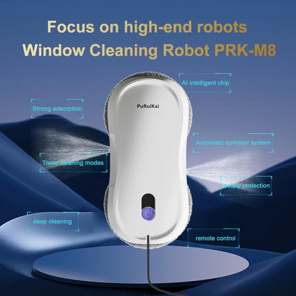 PuRuiKai Portable Window Cleaning Robot,Intelligent Cleaning with Dubbele Nozzle Water Sprayer, Remote Control