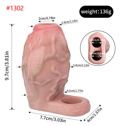 FAAK Silicone Penis Sleeve Ring Realistic Hollow Dildo Size S M Dildo Sheath Delay Ejaculating Cock Enlarger Sex Toys For Men