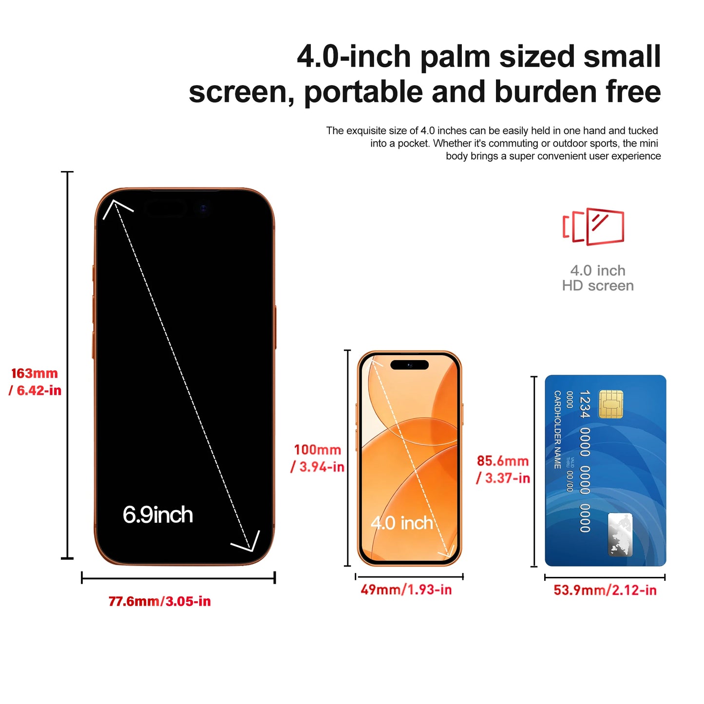 SERVO 4G LTE Mini Smart Mobile Phone Android12.0 OS 2GB+16GB WhatsAPP Play Store WiFi Dual SIM Standby 4.0inch Pocket Smartphone