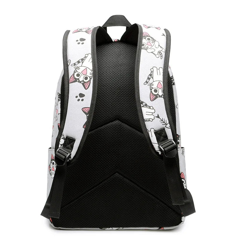 Cute Cat School Bags For Teenage Girls Students Backpack Waterproof Book Bag Travel College Laptop Backpack