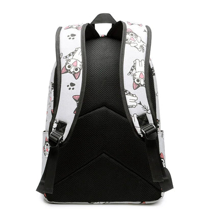 Cute Cat School Bags For Teenage Girls Students Backpack Waterproof Book Bag Travel College Laptop Backpack