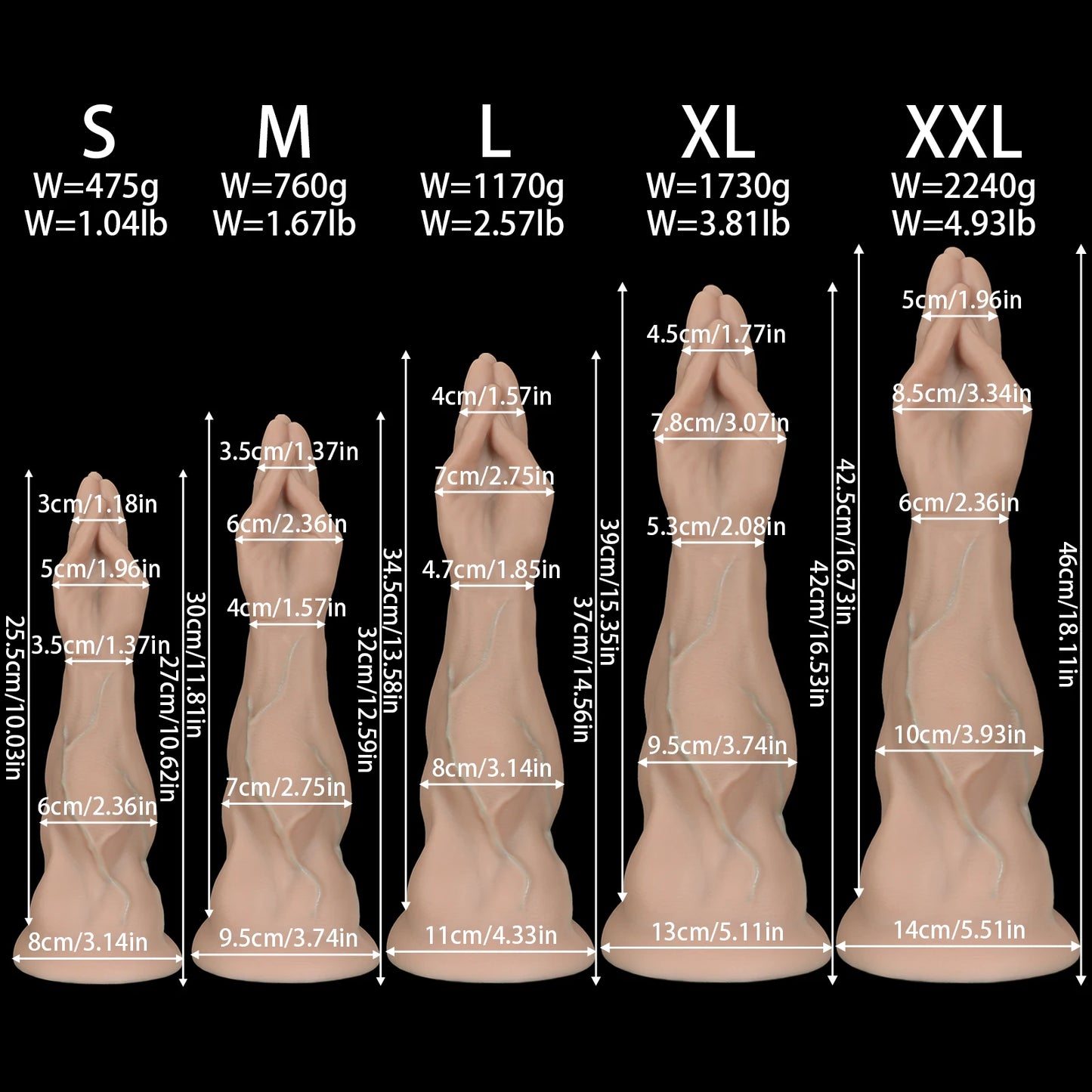 5 Sizes Huge Anal Plug Thick Arm Buttplug Silicone Suction Cup Veins Texture Palm Dildo Adult Sex Toy For Women Gay Masturbation