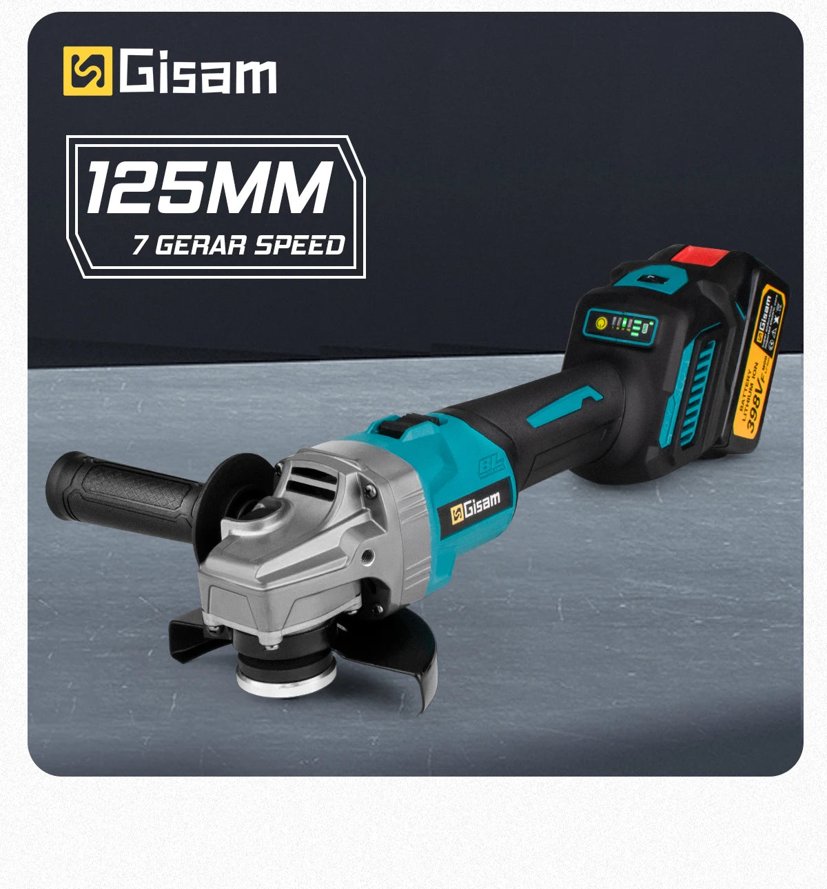 125mm 7 Gears Brushless Angle Grinder Polishing Cutting Machine Electric Angle Grinder Power Tool for Makita 18V Battery Pins
