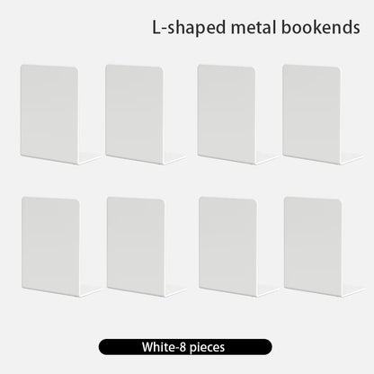 Bookends 6 Pair, White Metal Book Ends, Bookends for Shelves, Book Stopper for Heavy Books, Book Dividers for Home Office