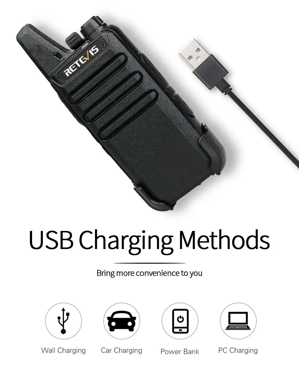 Retevis RT622 Mini Walkie Talkie 2pcs PMR446 Portable Two-way Radio PTT Walkie Talkies Communication Radio for Restaurant Hotel