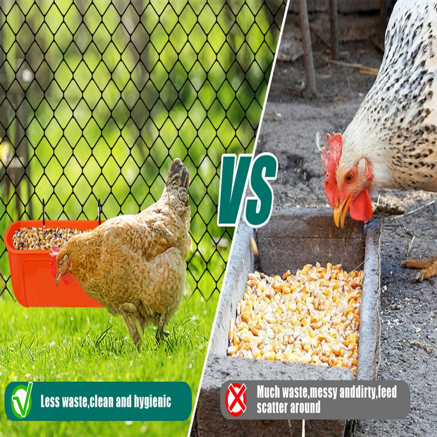 1Pc Large Hanging Chicken Feeder Large Capacity for Farm Poultry Ducks Geese Geese Goat Automatic Feeding Drinking Trough