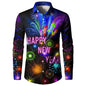 2026 Merry Christmas Lapel Blouse Funny Santa Claus Cosplay Graphic Long Sleeve Shirts For Men Clothes Bachelor Party Fake Suit