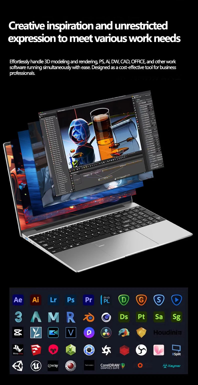 LENO 15.6" Laptop 32GB 2TB Windows 11 Intel Core i9-9900 Gaming Computer PC  Gamer office Ultra Slim Fingerprint UnIock Notebook