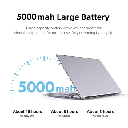 Xiaman 14.1 Inch HD Display Laptop Computer Windows 11 Pro Intel Atom A3950 Laptops Lightweight Notebook PC Office Study Computer