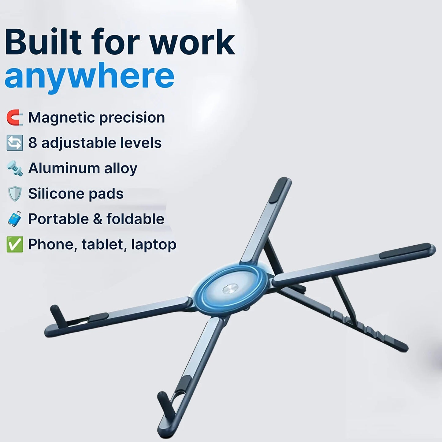Foldable Magnetic Laptop Stand Aluminum Alloy Portable Adjustable Stand Heat Dissipation Holder for Smart Phone Tablet Notebook