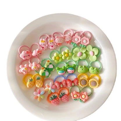 10pc Mini Baby Hair Band Kawaii Cartoon Floral Animal Elastic Hair Rope for Toddler Girl Small Tumb Hair Band Lovely Headwear