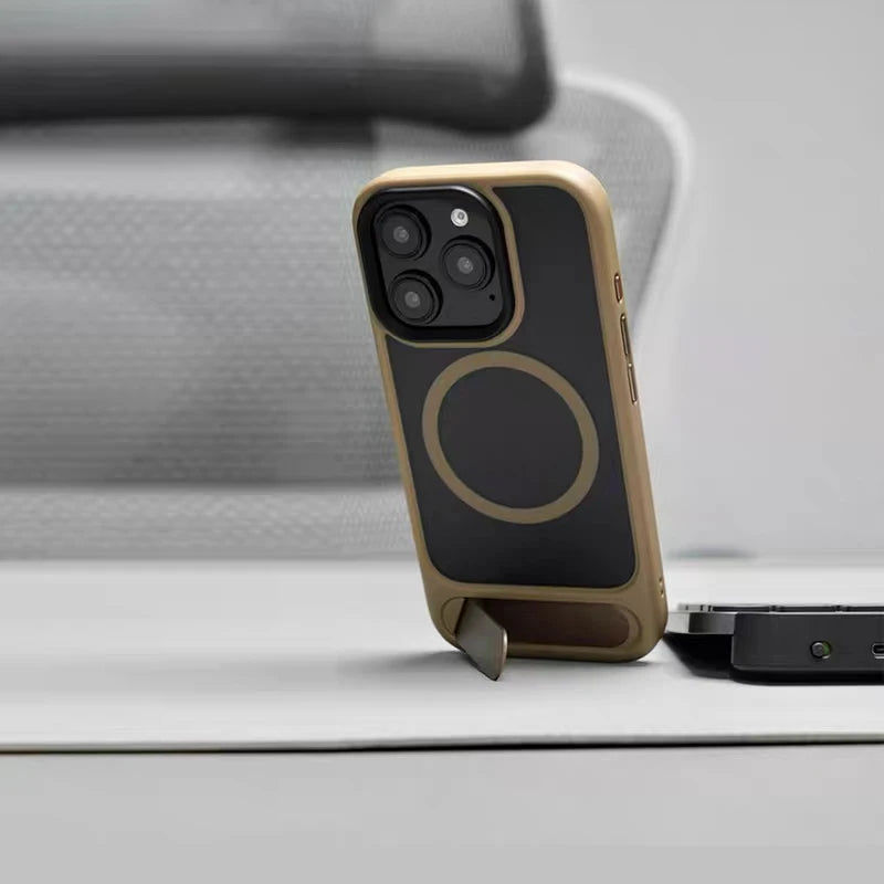 Invisible Folding Stand for Magsafe Magnetic Case For iPhone 17 Pro Max 17Pro Air Matte Skin Feel Wireless Charging Hard Cover