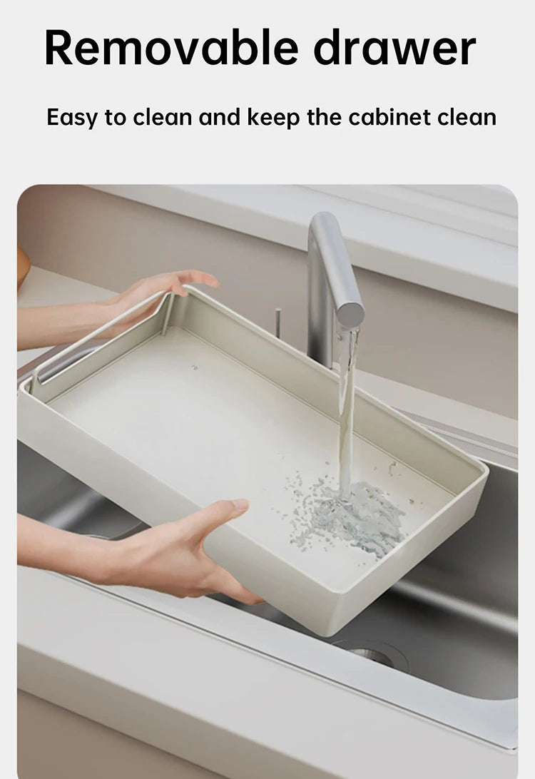 Kitchen Storage Box with Sliding Rail Pull-out Cabinet Storage Rack Spice Pantry Shelves Drawer Kitchen Organizer Basket