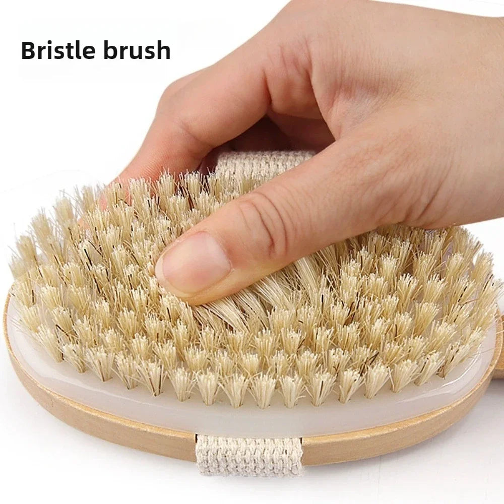 1PC Detachable Long Handle Bath Brush Natural Bristles Wooden Shower Brush Exfoliating Body Scrubber Back Massager Bathing Tools