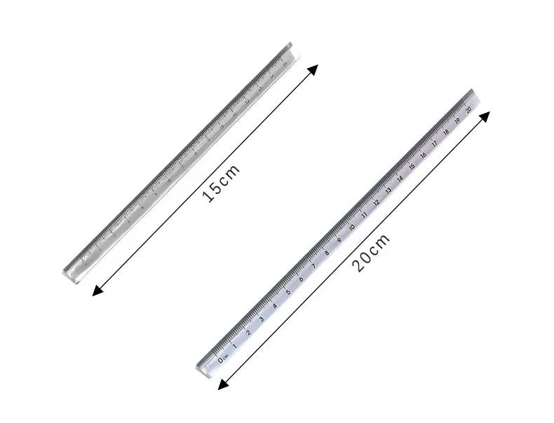 15cm /20 Cm Simple Transparent Triangular Straight Ruler Kawaii Tools Stationery Cartoon Drawing Gift Office School Measuring