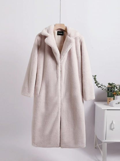 TARUXY Winter Loose Mink Velvet Imitation Fur Splicing Long Coat Fur Suit Collar Women's Coat High Street Fashion Lady Overcoat
