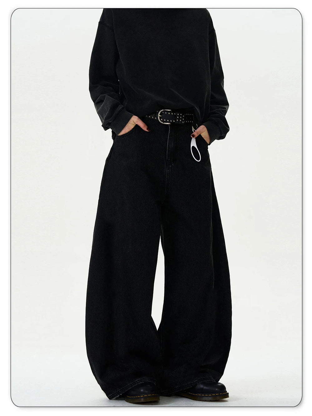 High Streets Spring Summer Men's Jeans American Baggy Wide Leg Curved Knife Denim Pants Loose Solid Color Male Trendy Trousers