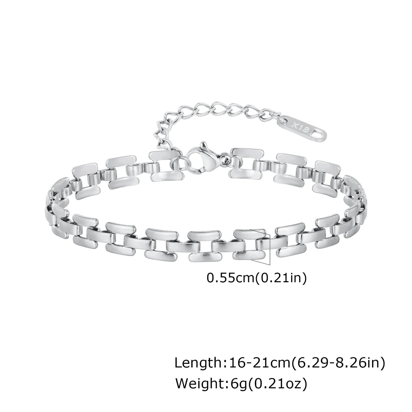 Women Chain Bracelet Silver Color, Stainless Steel Link Stackable Bracelets, Layered Waterproof Gifts
