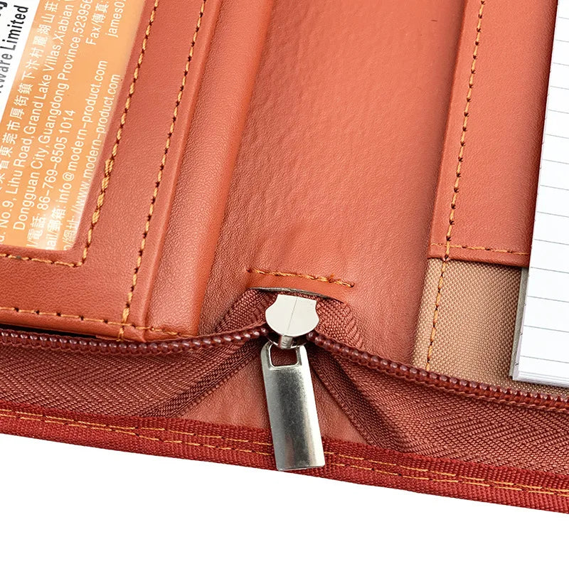 Leather Folder Zippered Closure Portfolio for Business IPad/Table and Card Interview Resume Binder