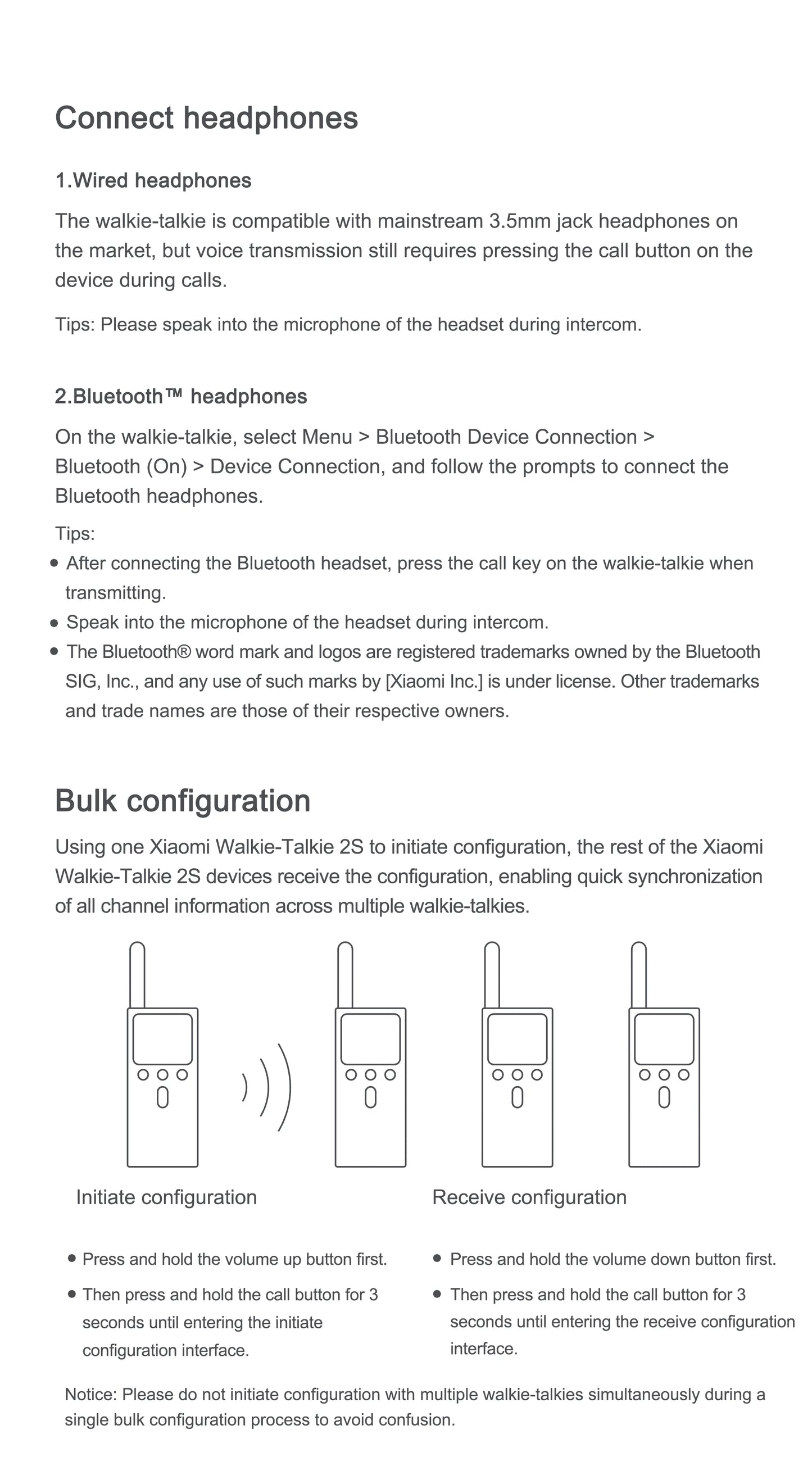Xiaomi Walkie-talkie 2S Upgraded Version Ultra-light Ultra-thin Support Bluetooth Headset Connection Ultra-long Standby Outdoor-