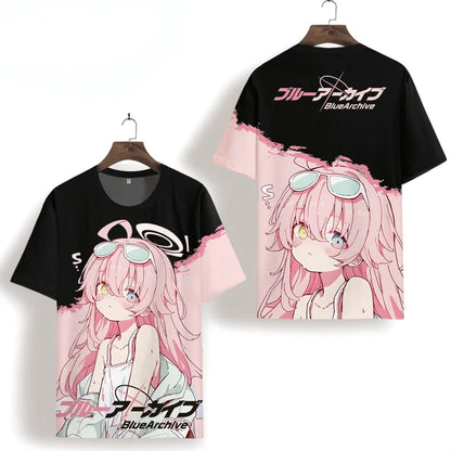 Takanashi Hoshino Game Blue Archive Cosplay T-shirts 3D Print Anime Cartoon Tees Summer Men Women Harajuku Y2k Short Sleeve Tops