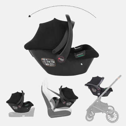 Babyvoyage Black Baby Car Seat with Isofix Base Station UPF45+ Sun Protection Comfortable Breathable Mesh I-Size Infant Car Seat