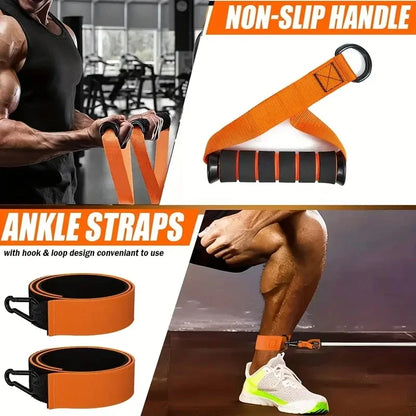 Resistance strap with handle used for muscle training, strength building body shaping, yoga, home fitness equipment - natural