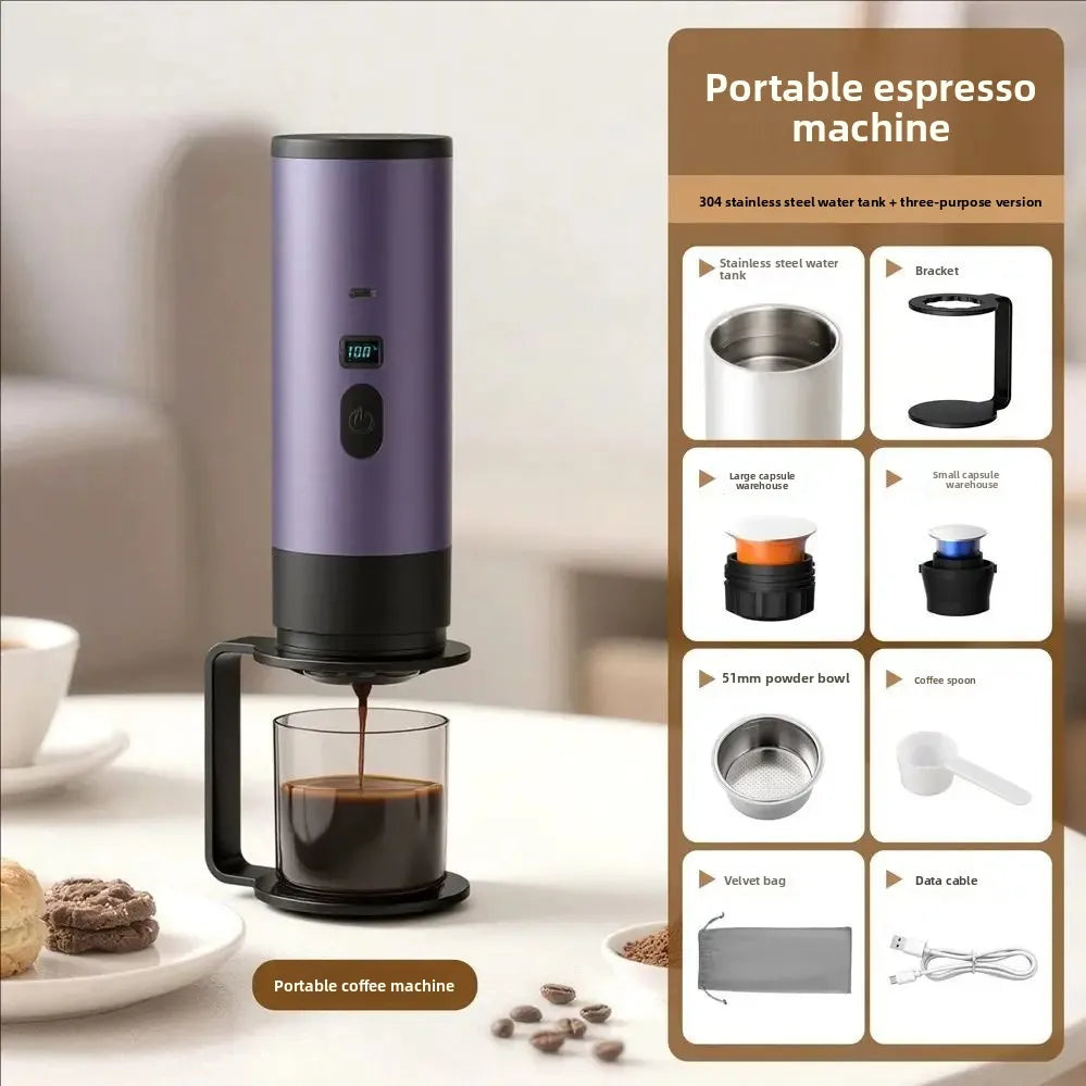 New Upgraded Version Outdoor Wireless Portable Espresso Machine Car Electric Heating Capsule Coffee Machine Suitable for Home