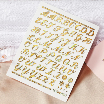 3D Glittery Gothic Letter Design Nail Art Stickers Uppercase Alphabet Letters Artistic Designs DIY Nail Art Decals Decoration #1