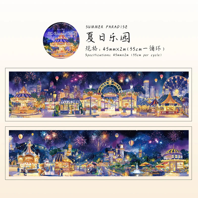 45mm * 2m Free Wind Series Retro Watercolor Landscape PET Stickers Creative Decor DIY Diary Scrapbook Collage Aesthetic Supplies