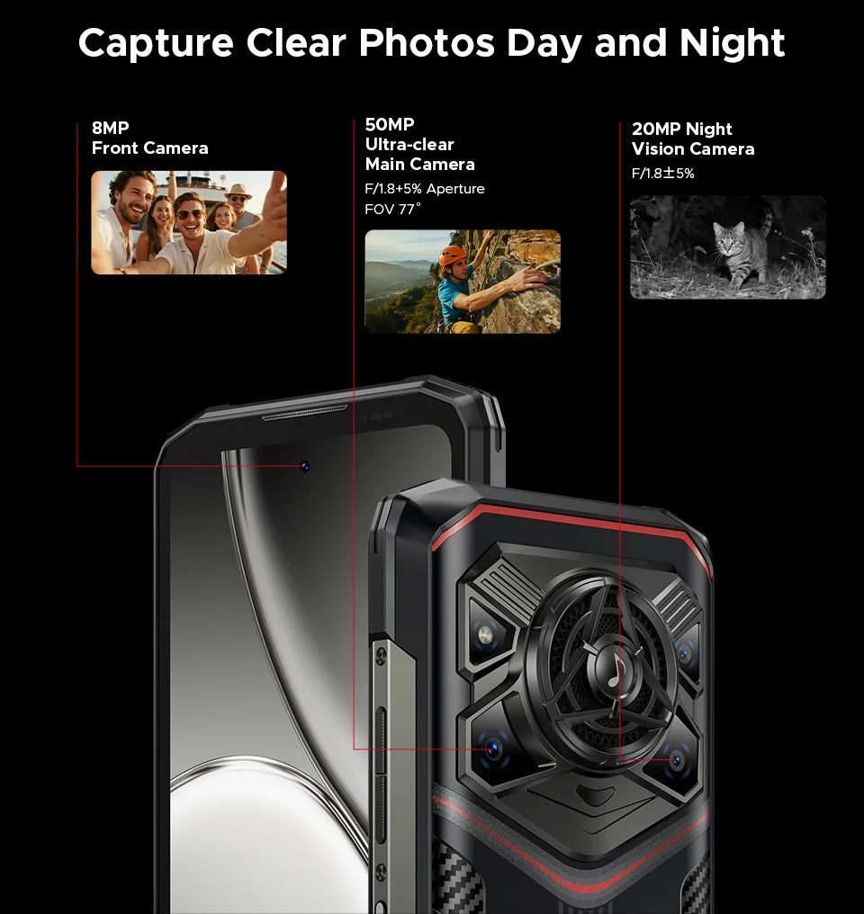 DOOGEE Blade20 Pro Rugged Phone 125dB Speaker Gemini AI 11800mAh Battery 6.6'' Display Android 15 Global Version Smartphone NFC