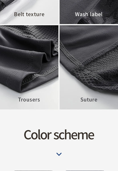 Extra Long Sports Underwear Men's Boxer Briefs Anti-Wear Leg Running Large Size Breathable Training Boxer Briefs