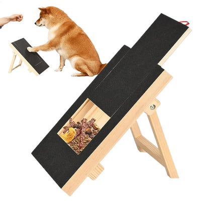 Dog Nail Scratch Board With Stand Wooden Pull-out Dog Scratching Post With Treat Box Pet Durable Dog Paw Repair Board For dog