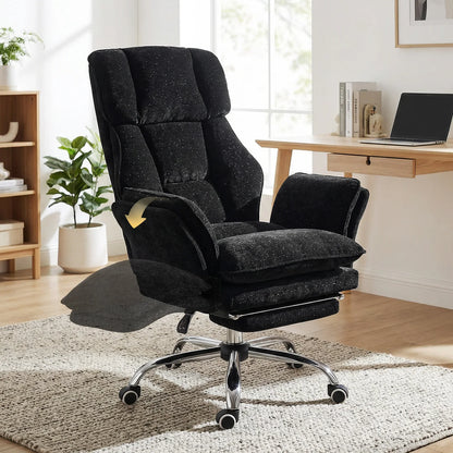 Pet Friendly Ergonomic Office Chair with Armrests, Cat Side Seat 360° Swivel Reclining Desk Chair for Cat Owners Furry Companion Work Chair with Footrest
