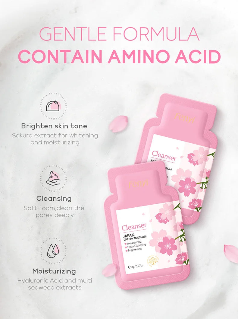 40pcs Face Skin Care Set Cherry Blossom Essence Moisturizing Cream & Collagen Eye Cream & Face Toner & Cleanser Portable Kit