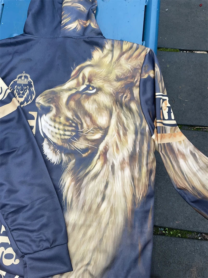 Spring and Autumn Men's Tracksuit 3D The Lion Print Zipper Hoodies Sweatshirts Pants Sets Casual Mens Clothing Women's Tracksuit