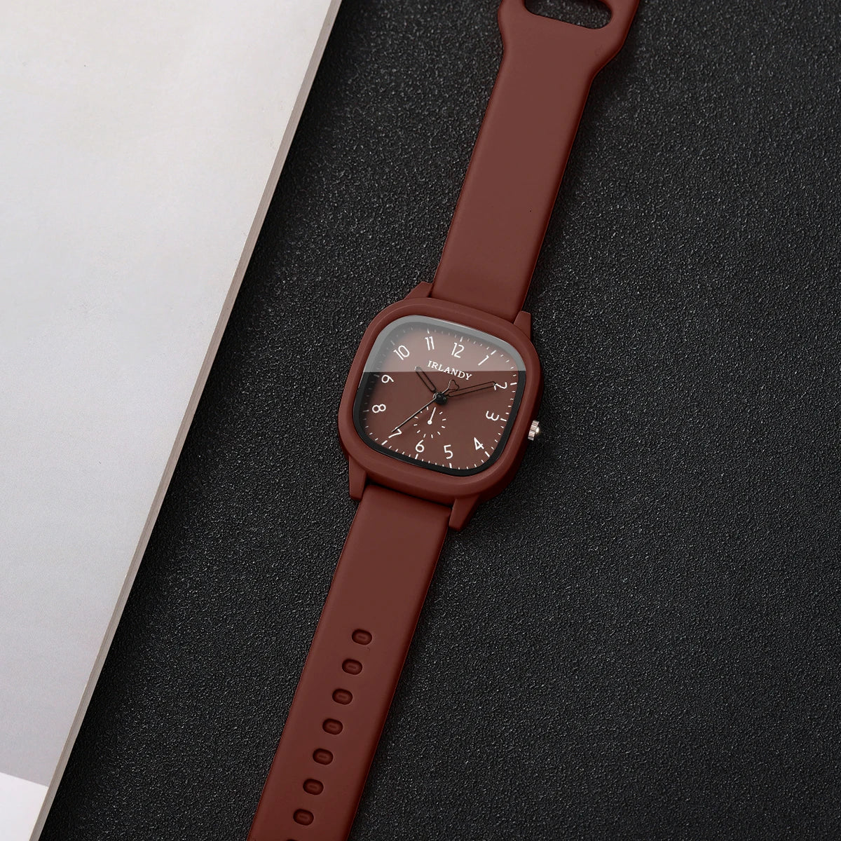 2PCS Fashion Arabic Dial Women Quartz Watch Heart Bracelet Set Square Silicone Strap Wristwatches Reloj Mujer (Without Box)