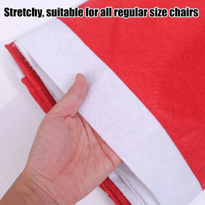 Santa Hat Chair Cover Red Non-woven Chair Back Cover Xmas Table Decoration Dining Chair Protector Christmas Party Supplies