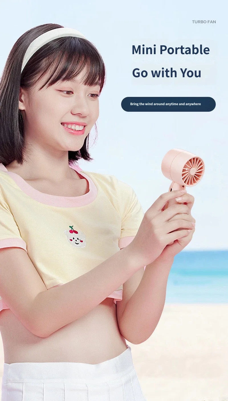 Summer Mini Handheld Fan USB Rechargeable Portable High-speed Motor Small Desktop Stand Turbo Fan for Travel Outdoor Activeity
