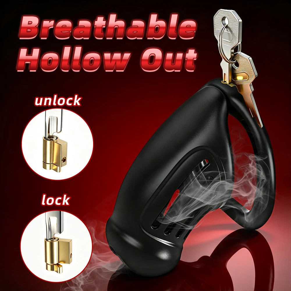 Sex Toys Male Chastity Cage with 4 Sizes Rings And Invisible Lock for Penis Bondage Cock Cage Chastity with Elastic Belt SM Toy