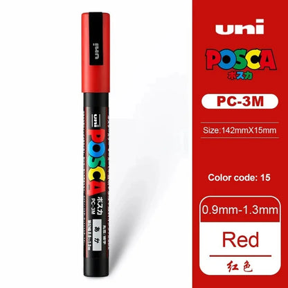 1pcs Japan UNI POSCA Markers PC-1M/3M/5M Acrylic Graffiti Pen Waterproof DIY Stackable Color Art Painting School Supplies