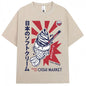 Japanese Style Hokkaido Wave Vintage T-shirt Men Women Harajuku Fashion High Quality T Shirts Oversized Cotton Summer Tee Shirt