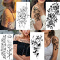 Waterproof Temporary Tattoo Sticker Flowers Roses Lilies Peonies Geometric Patterns Body Art Arm Fake Tattoos Sleeve Women Men