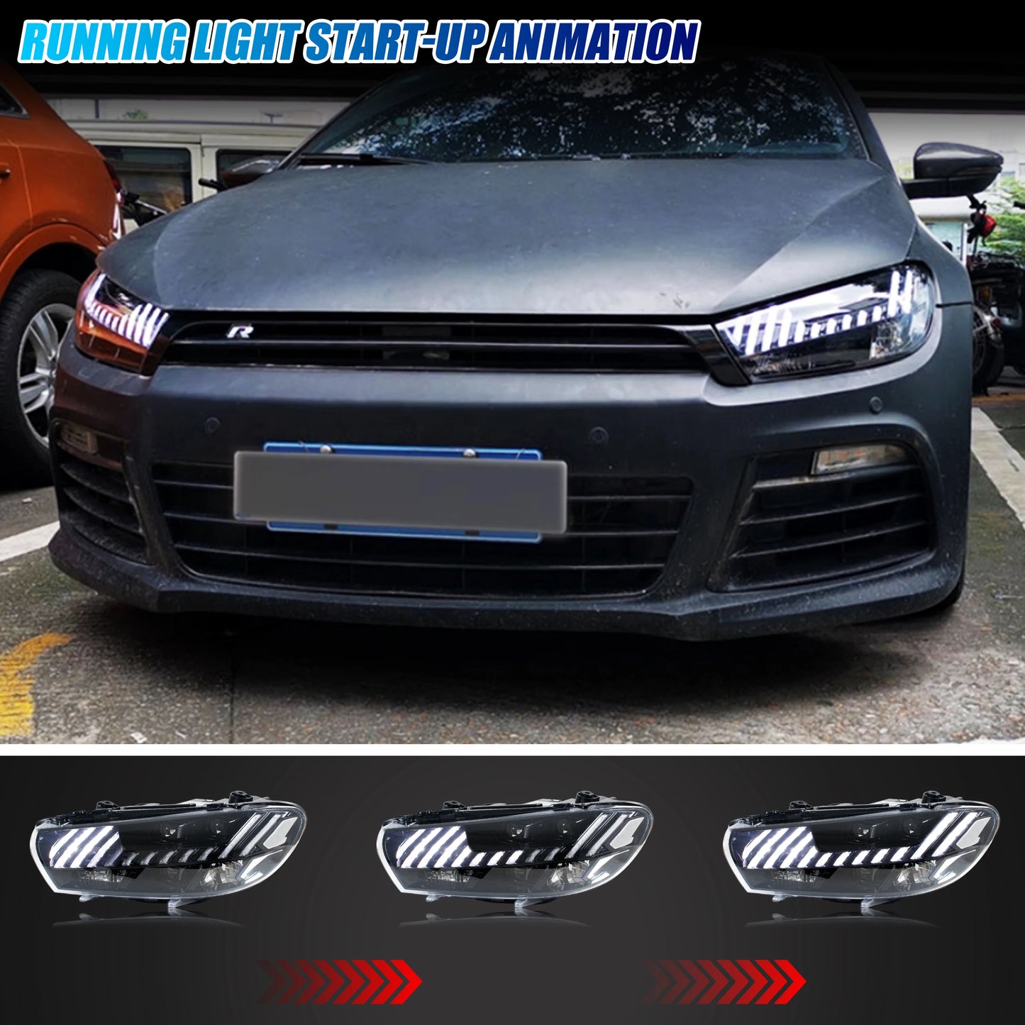 LED Headlights for Volkswagen VW Scirocco 3 TSI TDI R 2009-2017 DRL Projector Sequential Turn Signal Pair Rear Lamps Assembly