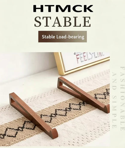 Portable Foldable Wooden Laptop Stand Ergonomic 12 Adjustable Angle Triangular Cooling Ventilation Design Office Desk Accessory