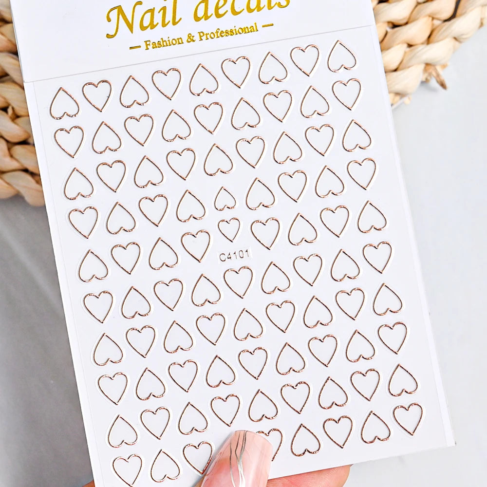 3D Metal Silver Flame Nails Stickers Gold Bronzing Stripe Lines Sliders Design Manicure French Nail Art Decoration Decal #Y2K